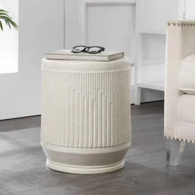 Jonathan Y Kline 17.5" Mid-century Modern Brutalist Indoor/outdoor Accent Table In Neutral