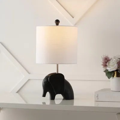 Jonathan Y Koda Eclectic Southwestern Resin/iron Elephant Led Kids' Table Lamp In Black