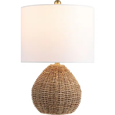 Jonathan Y Kona Classic Rattan/iron Led Table Lamp In Brown