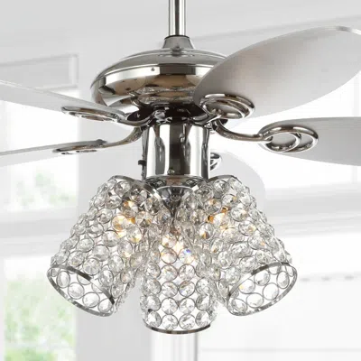 Jonathan Y Kris 42" 3-light Crystal Led Ceiling Fan With Remote In Metallic
