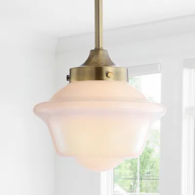 Jonathan Y Kurtz 7.2" Adjustable Drop Metal/glass Led Pendant In Gold