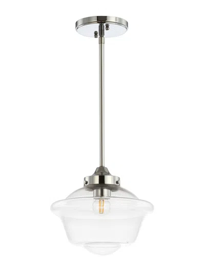 Jonathan Y Kurtz 9.5in Adjustable Drop Metal Glass Led Pendant In White