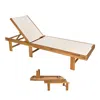 Jonathan Y Lagunan Modern Minimalist Foldable Adjustable Wood Chaise Outdoor Lounge Chair In Brown