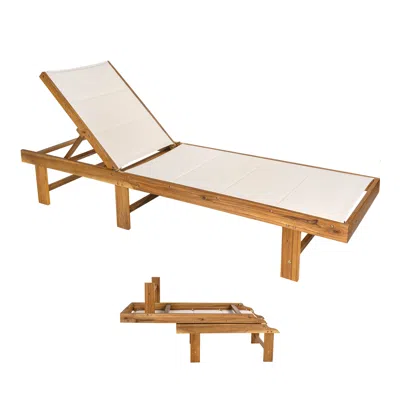 Jonathan Y Lagunan Modern Minimalist Foldable Adjustable Wood Chaise Outdoor Lounge Chair In Brown