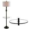 Jonathan Y Laine 60" Metal/glass Led Side Table And Floor Lamp, Oil Rubbed Bronze In Oil Rubbed Bronze