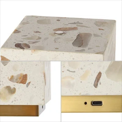 Jonathan Y Lara Modern Glam Terrazzo Rechargeable/cordless Dimmable Integrated Led Mini Table Lamp W In Multi-color