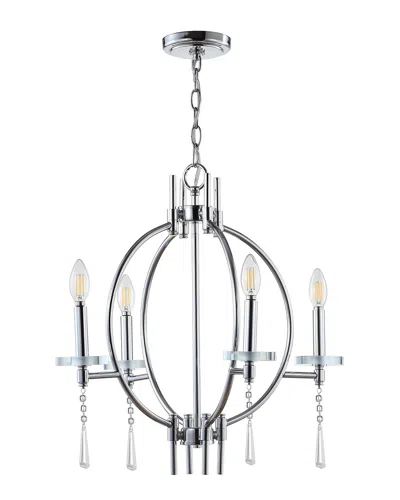 Jonathan Y Laura 23in Crystalmetal Led Pendant In Silver