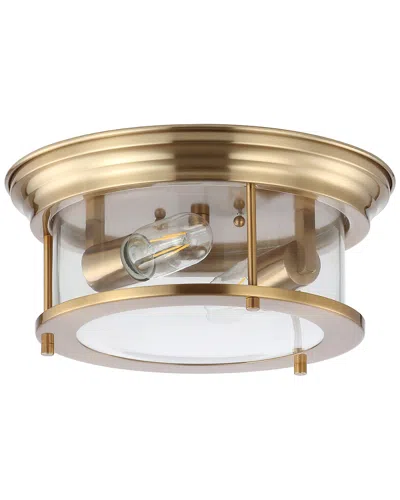 Jonathan Y Lauren 13.25in Metal Glass Led Flush Mount In Gold