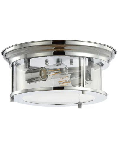 Jonathan Y Lauren 13.25in Metal Glass Led Flush Mount In Silver