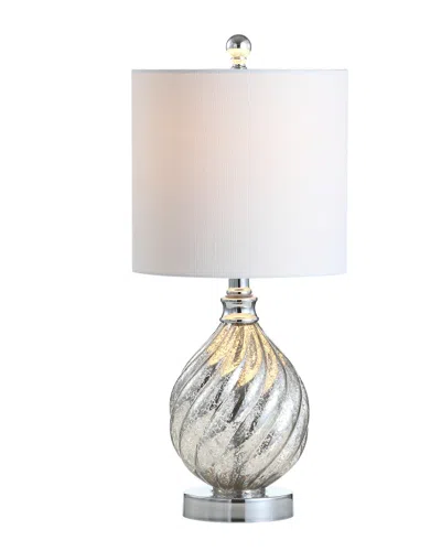 Jonathan Y Lawrence 20.5in Glass Metal Led Table Lamp In Silver