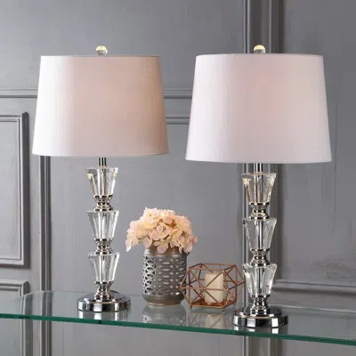 Jonathan Y Layla 27" Crystal Led Table Lamp (set Of 2) In White