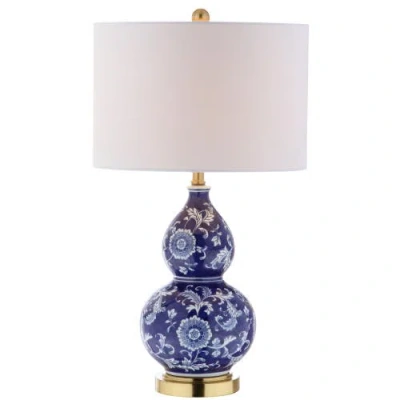 JONATHAN Y JONATHAN Y LEE 27" CERAMIC CHINOISERIE LED TABLE LAMP, BLUE/WHITE