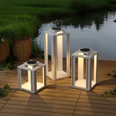 Jonathan Y Leland Modern Industrial Integrated Indoor/outdoor Led Solar Powered Lanterns In Multi