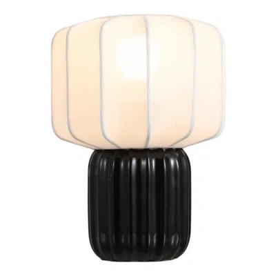 Jonathan Y Leola Modern Contemporary Ceramic Fluted Mini With Ribbed Cocoon Pumpkin Shade Led Table  In Multi