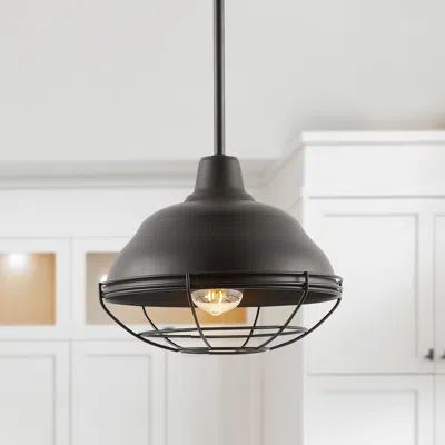 Jonathan Y Levi 10.38" 1-light Industrial Farmhouse Iron Led Pendant In Black