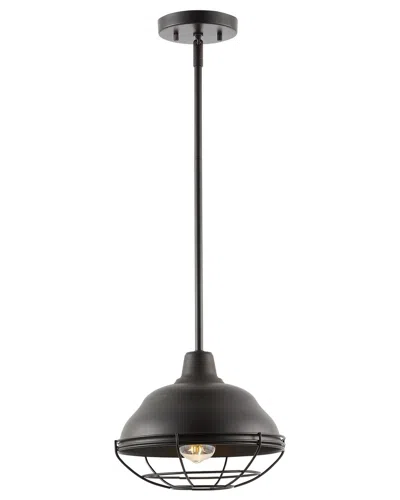 Jonathan Y Levi 10in 1-light Industrial Farmhouse Iron Led Pendant In Burgundy