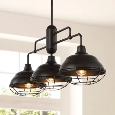 Jonathan Y Levi 40.5" 3-light Industrial Farmhouse Iron Linear Led Pendant In Black