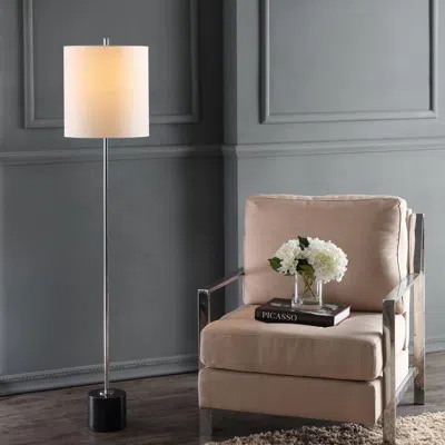 Jonathan Y Levitt 60.5" Marble/metal Led Floor Lamp In Gray