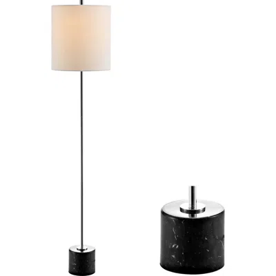 Jonathan Y Levitt 60.5" Marble/metal Led Floor Lamp, Black/chrome