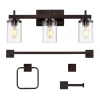 Jonathan Y Liam 23.25" 3-light Farmhouse Industrial Vanity Light With Bathroom Hardware Accessory Set, Oil Rubb