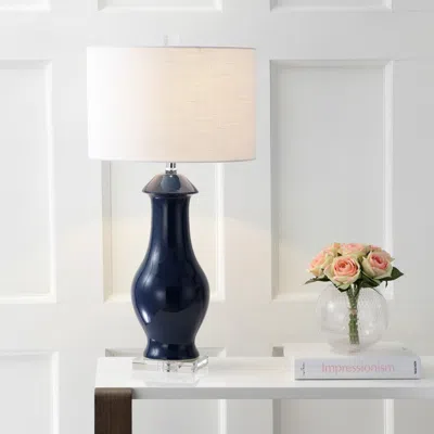 Jonathan Y Liberty 31" Ceramic/crystal Led Table Lamp In Blue