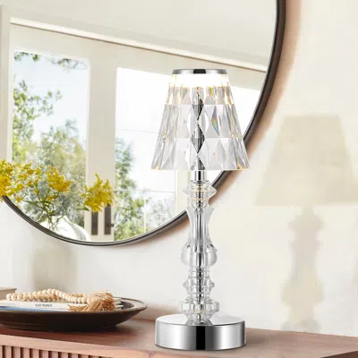 Jonathan Y Lillian 12.75" Bohemian Classic Acrylic Rechargeable Integrated Led Table Lamp In Transparent