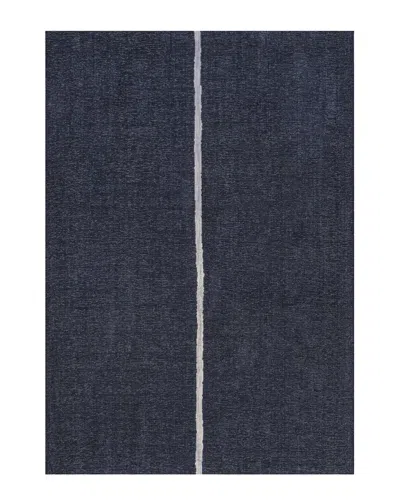 Jonathan Y Designs Linja Solid Centre Stripe Machine-washable Rug In Navy