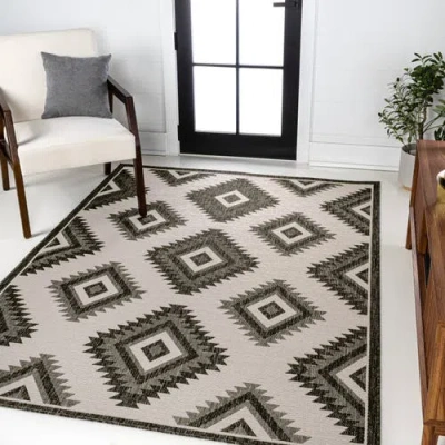 Jonathan Y Lior Geometric Moroccan Diamond Indoor/outdoor Area Rug In Black/cream