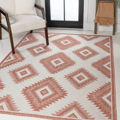 Jonathan Y Lior Geometric Moroccan Diamond Indoor/outdoor Area Rug In Salmon/cream