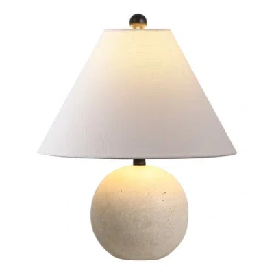 Jonathan Y Liza 16" Modern Minimalist Travertine Globe Led Table Lamp In White