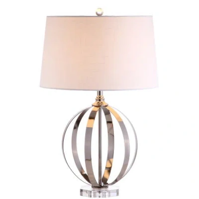 JONATHAN Y JONATHAN Y LOGAN 26" METAL ORB LED TABLE LAMP, POLISHED NICKEL