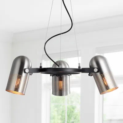 Jonathan Y Loki 22" 3-light Adjustable Metal Led Chandelier In Black
