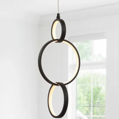 Jonathan Y Loop 7.75" Adjustable Integrated Led Metal Ring Pendant In Black