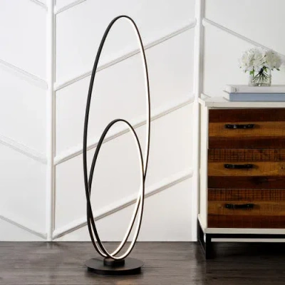 Jonathan Y Looper Metal Modern Contemporary Oval Dimmable Integrated Led Floor Lamp In Black