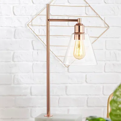Jonathan Y Lorena 22.25" Modern Glam Metal/marble Led Table Lamp In Gold