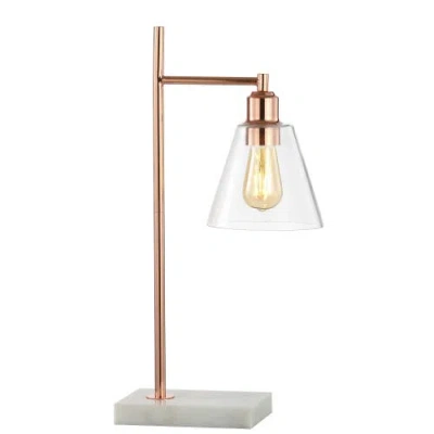 JONATHAN Y JONATHAN Y LORENA 22.25" MODERN GLAM METAL/MARBLE LED TABLE LAMP, COPPER