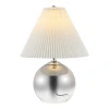 Jonathan Y Louisa 22.5" Mid-century Modern Round Glass/iron Pleated Shade Led Table Lamp, Smoke Gradient/chrome In Smoke Gradient/chrome