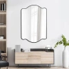 Jonathan Y Louisa Medium Scalloped Rectangular Metal Framed Wall Mirror In Black