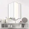 Jonathan Y Louisa Medium Scalloped Rectangular Metal Framed Wall Mirror In Nickel