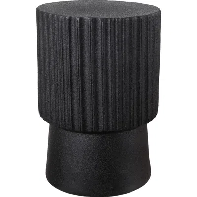 Jonathan Y Louisa Modern Fluted Outdoor Accent Table, All-weather Terrazzo Pedestal Garden Stool & R In Black