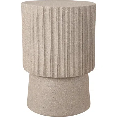 Jonathan Y Louisa Modern Fluted Outdoor Accent Table, All-weather Terrazzo Pedestal Garden Stool & R In Brown