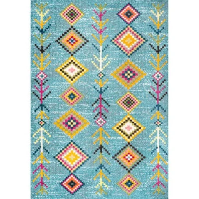 Jonathan Y Love Geometric Area Rug In Light Blue/multi