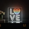 Jonathan Y Love Square Contemporary Glam Acrylic Box Usb Operated Led Neon Light In White/rainbow