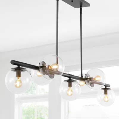 Jonathan Y Luca Parisian 53" 7-light Modern Glam Iron Globe Linear Led Pendant In Black
