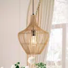 Jonathan Y Lucas 13" 1-light Farmhouse Coastal Rattan 180" Cord Plug-in Or Hardwired Led Pendant