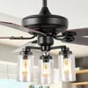 Jonathan Y Lucas 52" 3-light Rustic Industrial Iron/wood/seeded Glass Mobile-app/remote-controlled Led Ceiling