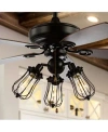 Jonathan Y Lucas 52" Caged 3-light, Wood Led Ceiling Fan In Black
