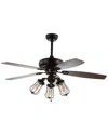 Jonathan Y Lucas 52in Caged 3-light Metal/wood Led Ceiling Fan