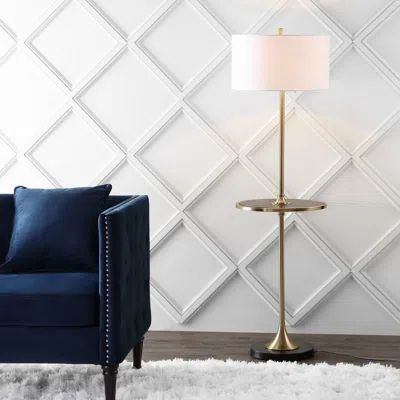 Jonathan Y Luce 59" Metal/wood Led Floor Lamp With Table In Gold