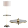 Jonathan Y Luce 59" Metal/wood Led Floor Lamp With Table, Black/brass In Multi